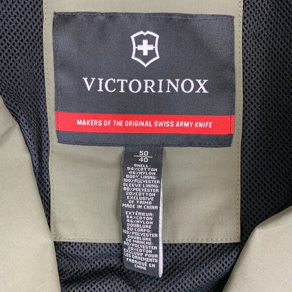Victorinox Mens Jacket Medium Olive Green Blazer Long Sleeve Cotton Nylon Army - Picture 2 of 9